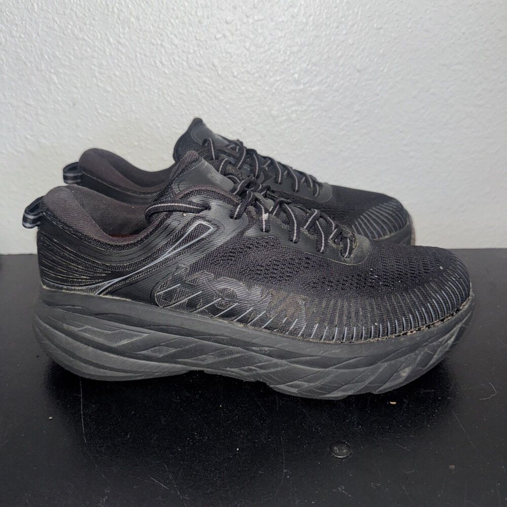 Hoka Women’s Size 9 D Wide Bondi 7 Running Walking Shoes Black Black